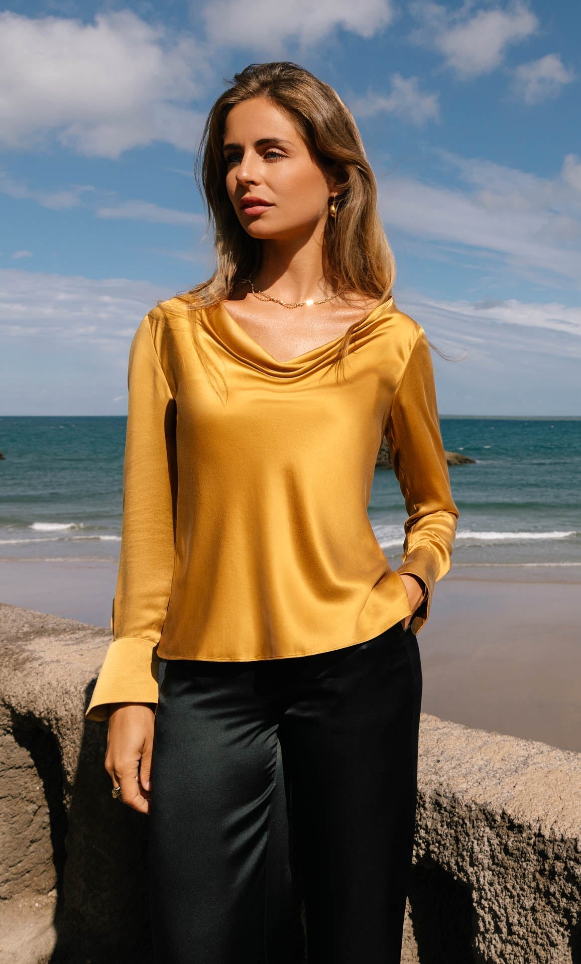 Claudia Silk Cowl Neck Blouse