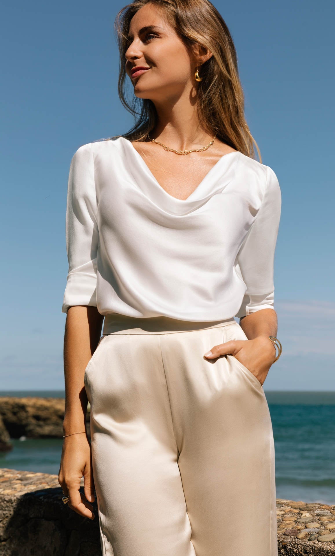 Claudia Silk Cowl Neck Blouse