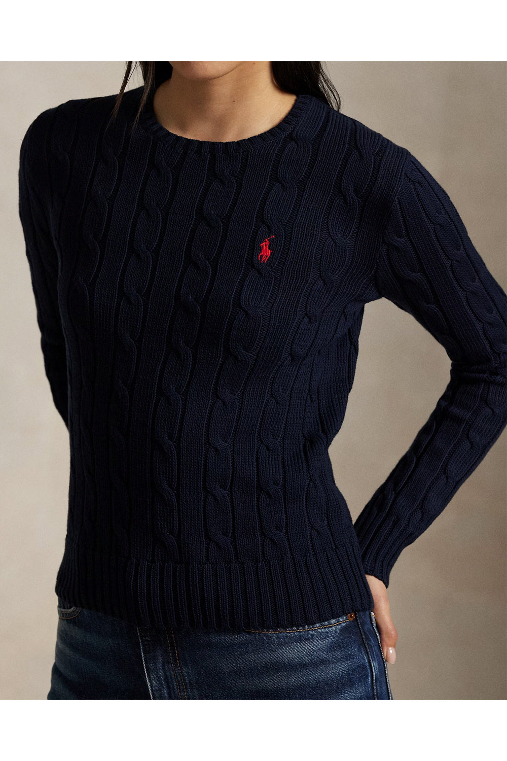 POLO RALPH LAUREN Maglia a girocollo in cotone a trecce